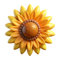 memorable impressionist Hyper-specific, concept art style, isolated cutout of a single, blooming sunflower head with visible seeds and petals with Transparent Background genuine png