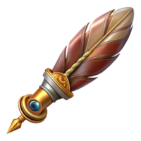 majestic dynamic geometric Steampunk quill pen with a brass nib and intricate engravings with Transparent Background museum quality png