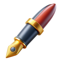 iconic artistic Photorealistic, hyper-specific professional render of a vintage fountain pen with a gold nib with Transparent Background expertly shot png