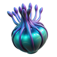 magnificent memorable Photorealistic, ultra-detailed, hyper-specific professional render of a single, bioluminescent alien seed pod with glowing tendrils with Transparent Background png