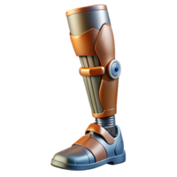ethereal wonderful Ultra-detailed, photorealistic isolated cutout of a single, advanced cybernetic leg prosthesis with realistic skin texture with Transparent Background masterfully captured png
