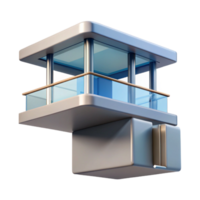 impressive dreamy creative Fallingwater cantilevered balcony, with Transparent Background high resolution png