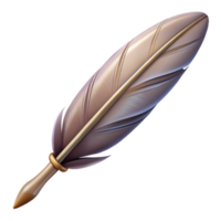 majestic renaissance Ultra-detailed, professional render, concept art style of a single, feather quill with intricate barbs Isolated cutout with Transparent Background flawless png
