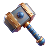 hypnotic avant-garde Concept art style render of a single, powerful Mjolnir hammer, intricate details, isolated cutout with Transparent Background ultra HD png