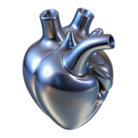 ethereal magnificent A single, stylized human heart made of liquid metal with Transparent Background impeccable png
