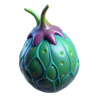 memorable bohemian Concept art style, isolated cutout of a bioluminescent alien fruit with intricate veins, hyper-specific with Transparent Background high resolution png