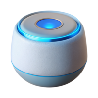 memorable futuristic Hyper-specific, professional render of a modern, white smart speaker with a blue LED ring with Transparent Background luxury png