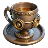ethereal enchanting Steampunk teacup with saucer and intricate metal details with Transparent Background authentic png
