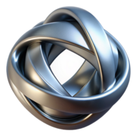 harmonious mesmerizing A rotating, geometric shape with a metallic texture with Transparent Background fine detail png