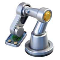 intense beautiful Hyper-specific, professional render of a high-tech, silver robotic arm holding a circuit board with Transparent Background detailed png