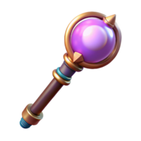 joyful striking A magical staff, topped with a glowing orb with Transparent Background studio quality png