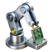 dreamy magnificent Hyper-specific, professional render of a high-tech, silver robotic arm holding a circuit board with Transparent Background 8K png