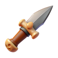 splendid exemplary Hyper-specific, professional render of a tribal warrior's iron dagger with a bone handle with Transparent Background png