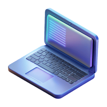 distinguished urban Photorealistic, ultra-detailed, isolated cutout of a single, open laptop displaying a coding interface with Transparent Background studio quality png