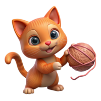 hypnotic baroque A playful kitten batting a yarn ball, with Transparent Background impeccable png