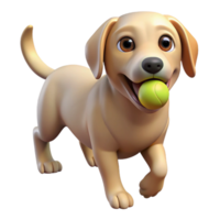 harmonious gorgeous A playful Labrador retriever, holding a tennis ball with Transparent Background original png