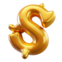 joyful striking A stylized dollar sign made of flowing, liquid gold with Transparent Background refined png