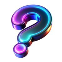 mysterious radiant A single, floating question mark made of glowing neon light with Transparent Background ultra HD png