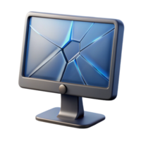 fascinating whimsical rustic Photorealistic, ultra-detailed, isolated cutout of a single, cracked LCD monitor displaying static with Transparent Background premium png