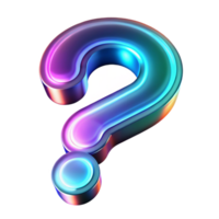 unforgettable bohemian A single, floating question mark made of glowing neon light with Transparent Background professional png