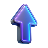 harmonious mesmerizing A single, floating arrow pointing upwards made of glowing neon with Transparent Background high quality png