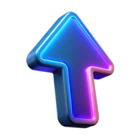 serene signature A single, floating arrow pointing upwards made of glowing neon with Transparent Background png