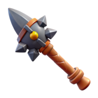magnificent unparalleled Hyper-specific, professional render of a tribal warrior's war club with a stone head and wooden handle with Transparent Background png