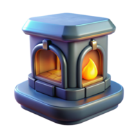 memorable gothic Concept art style isolated cutout of a plasma-powered, futuristic fireplace insert with Transparent Background crisp png