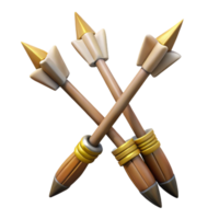 extraordinary renaissance Concept art style, isolated cutout of a tribal hunter's set of bone-tipped arrows with fletching with Transparent Background expertly shot png