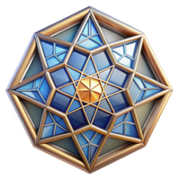 majestic distinctive Ultra-detailed professional render of a single, stained glass window panel, depicting abstract geometric patterns with Transparent Background png
