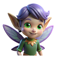 majestic intense gothic A mischievous pixie with pointed ears and glowing wings with Transparent Background precision png