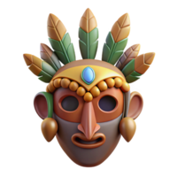 mesmerizing notable A stylized tribal mask with feathers and beads with Transparent Background png