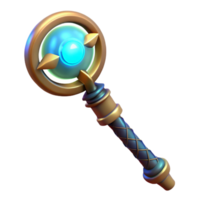 intense mesmerizing A stylized rendering of a magic staff with glowing runes with Transparent Background genuine png