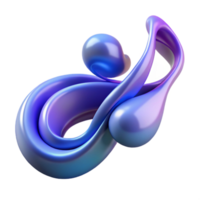 gorgeous reflective creative A music note, flowing, abstract design with Transparent Background high resolution png