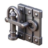 majestic harmonious art deco Ultra-detailed professional render of a single, wrought iron gate latch with Transparent Background masterfully captured png