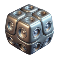dramatic sought-after Hyper-specific, professional render of a set of ornate, silver dice with glowing numbers with Transparent Background png