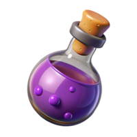 elegant calm surreal A stylized illustration of a potion bottle with bubbling liquid with Transparent Background sharp png
