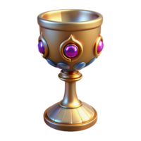 hypnotic whimsical avant-garde Photorealistic, ultra-detailed, isolated cutout of a single, ornate, jeweled chalice with Transparent Background impeccable png