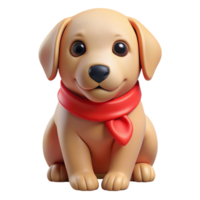 fascinating reflective geometric Ultra-detailed photorealistic isolated cutout of a golden retriever puppy with a red bandana around its neck with Transparent Background high resolution png