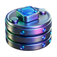 stunning mid-century Ultra-detailed professional render, isolated cutout, of a futuristic data storage device with spinning holographic discs with Transparent Background museum quality png