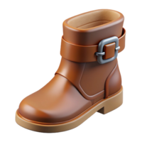 iconic mid-century Hyper-specific, isolated cutout of a single, worn leather boot, buckled, pointed toe with Transparent Background precision png