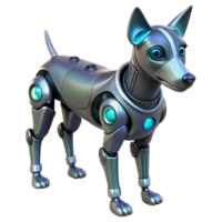 inspired minimalist Ultra-detailed professional render of a futuristic robotic dog with articulated limbs and glowing optical sensors, isolated cutout with Transparent Background high resolution png
