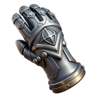 impressive memorable Ultra-detailed, concept art style isolated cutout of a single, ornate gauntlet, steel, etched with runes with Transparent Background png