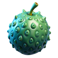 exquisite mid-century Concept art style, isolated cutout of a single highly detailed alien fruit with bioluminescent skin with Transparent Background crisp png