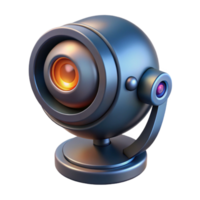 radiant elegant Photorealistic, hyper-specific, isolated cutout of a high-tech security camera with glowing infrared lens with Transparent Background museum quality png