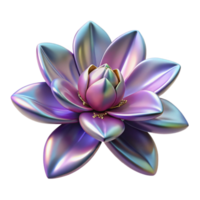 melancholic splendid Ultra-detailed concept art style rendering of a single, isolated genetically modified flower with metallic petals with Transparent Background high quality png