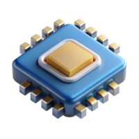 spectacular futuristic Microchip, semiconductor, circuit board component with Transparent Background refined png