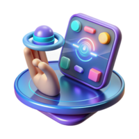 striking acclaimed Concept art style, isolated cutout of a levitating holographic user interface, touch screen technology with Transparent Background png