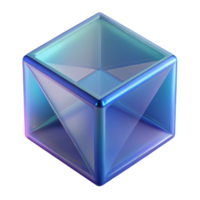 hypnotic whimsical art deco A single, translucent, geometric cube with Transparent Background refined png