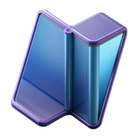 glorious abstract Photorealistic, isolated cutout of a single flexible display screen, foldable phone technology with Transparent Background top-tier png